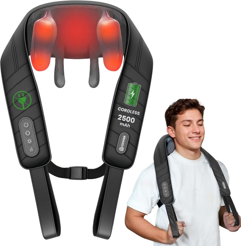 COMFIER Cordless Neck Shoulder Massager with Heat, Shiatsu Neck Back Massage for Pain Deep Tissue, 4D Kneading, Gifts for Dad Mom - Image 1